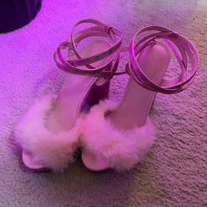 Size 8 pink faux fur SugarThrills heels